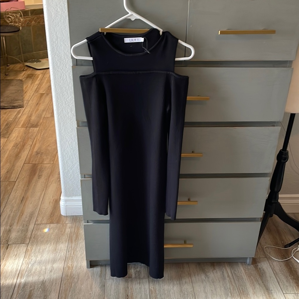 Lily Black Cold Shoulder Sheath Dress Cocktail